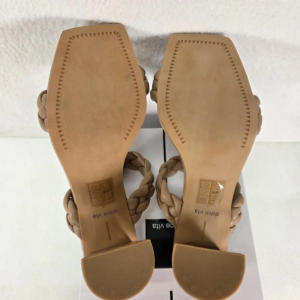 Dolce Vita Paily Braided Vegan Leather Heeled Sandals Stella Cafe Women's 8 NWOT - Picture 9 of 12